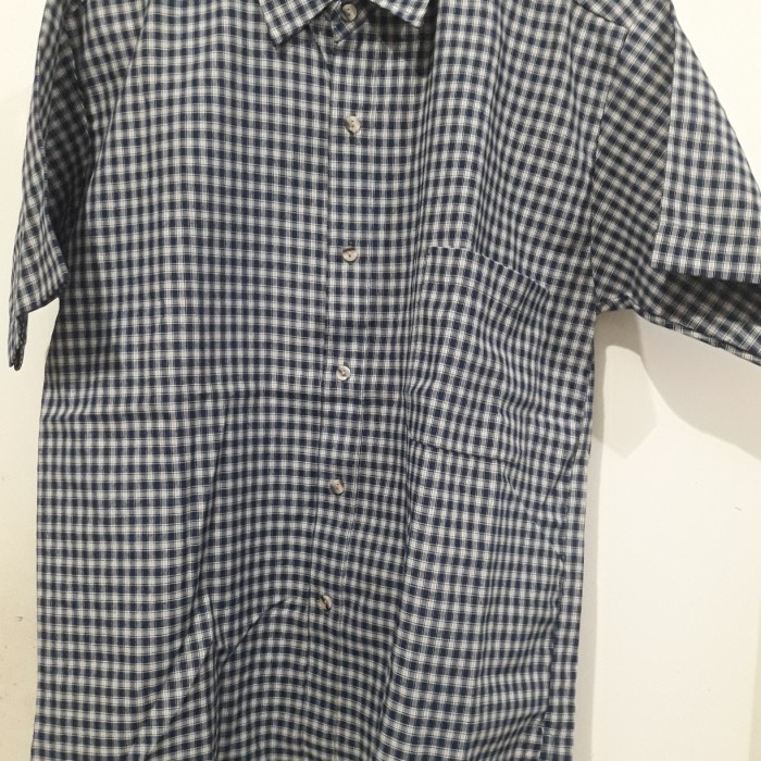 Kemeja Kotak Kecil Pria Lelaki Warna Biru Merk Executive Motif Catur