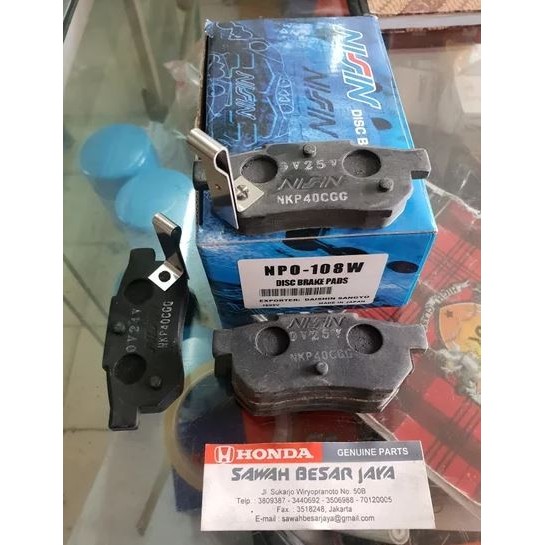 Brake Pad Kampas Kanvas Rem Belakang Jazz Gd3 S Rs Ge8 Vtec Nissin