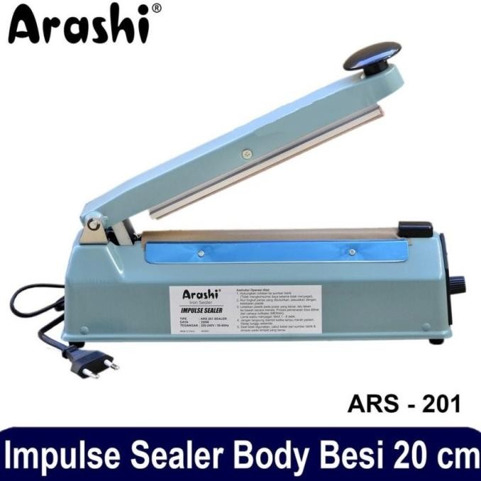 Impulse Sealer Arashi ARS-201 Mesin Pres Plastik 20cm Bodi Besi  [terbaik]