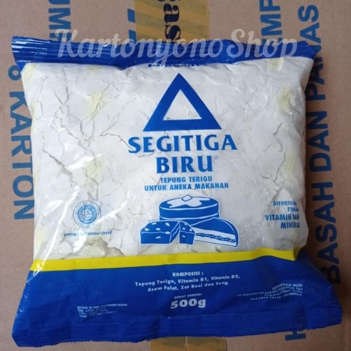 

Tepung Terigu Segitiga Biru 500gr Per Dus isi 20bks swar
