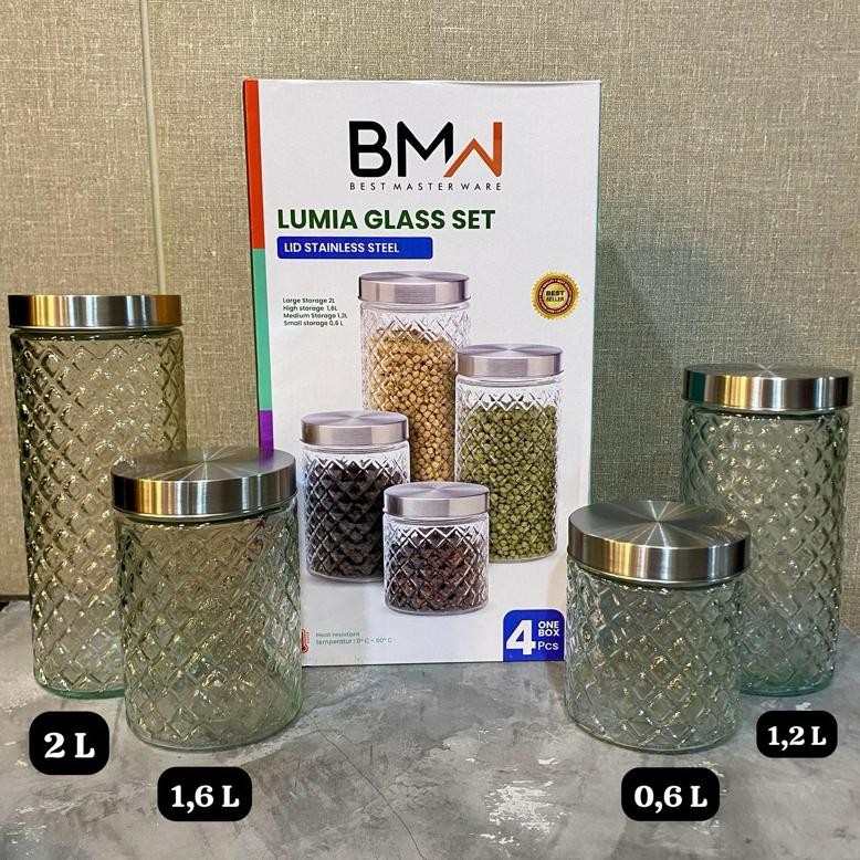 Toples kaca set 4 pcs toples kue kaca lebaran toples kaca set isi  4 pcs