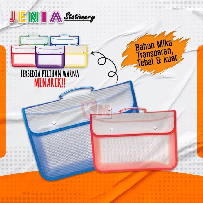 

School Bag / Tas Kancing 2 Jenia F4 Folio / Map Plastik Zipper Tenteng