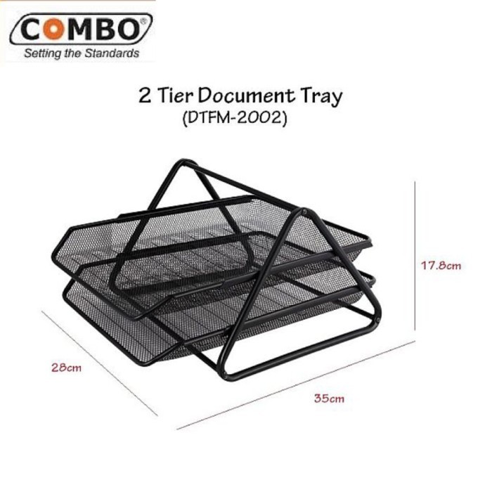 

BEBAS ONGKIR - Document Letter Paper Tray Rak Besi 2 Tier Tingkat Susun Combo DTFM-2002