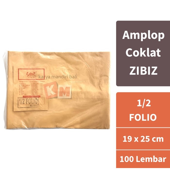 

HARGA DISC - Amplop Coklat ZIBIZ Ukuran 1/2 Folio 19 x 25 cm Isi 100 Lembar