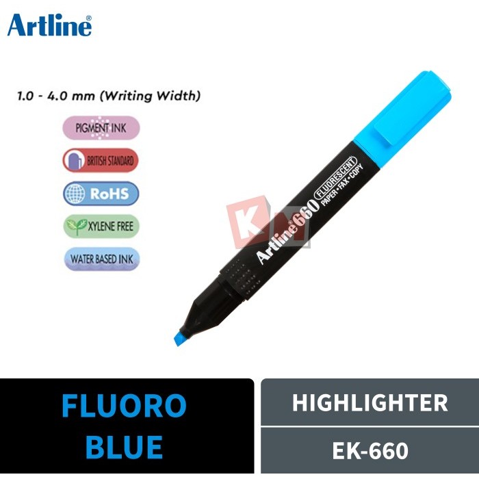 

TERMURAH - Highlighter Penanda Berwarna Artline EK-660 Fluoro Blue Fluorescent
