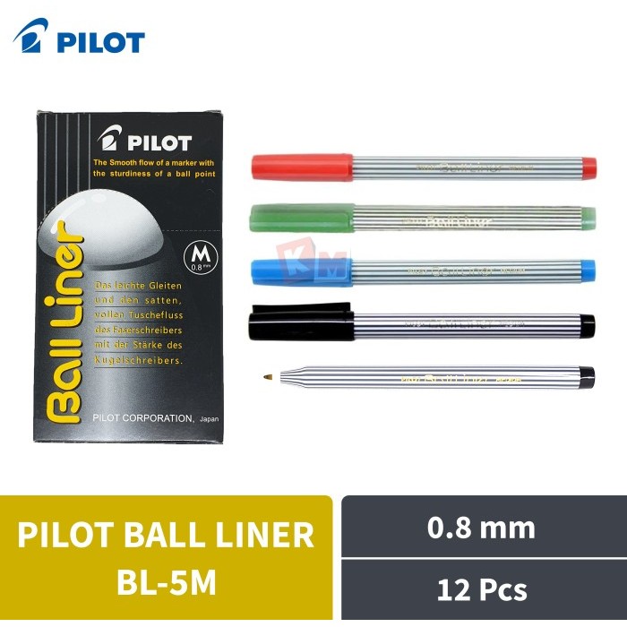 

Pulpen Ballpoint Pen Pilot Ball Liner Medium BL-5M 0.8 mm 12 Pcs