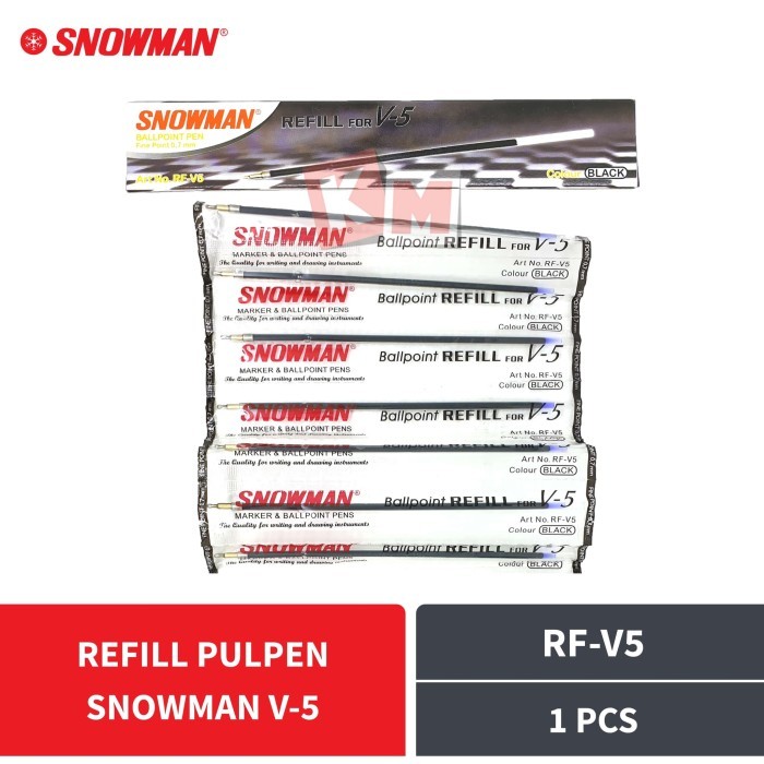 

TERBARU - Refill Isi Tinta Ballpoint Pulpen Pena Pen Snowman RF-V5 Hitam 0.7 mm