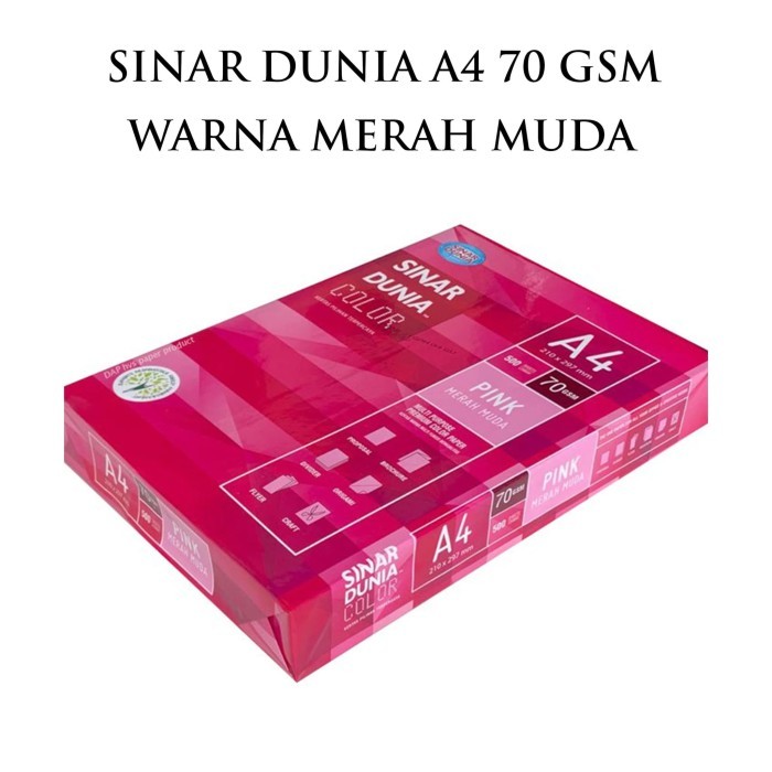 

TERMURAH - Kertas Fotocopy HVS Warna Pink Sinar Dunia SIDU A4 70 Gram Gsm Gr