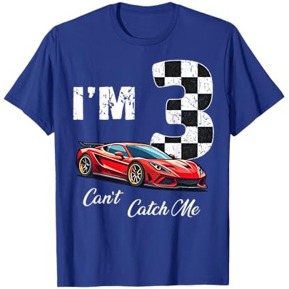 Kaos Mobil balap ulang tahun ke-3 Can't Catch Me I'm 3 Three |ZtWQND2N|