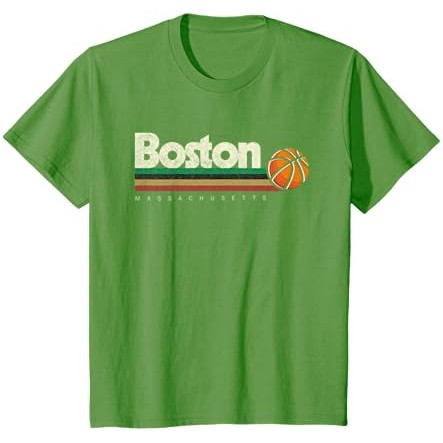 Kaos Garis-garis Retro Bola Basket Boston City B-Ball Vintage |QHmZeqm1|