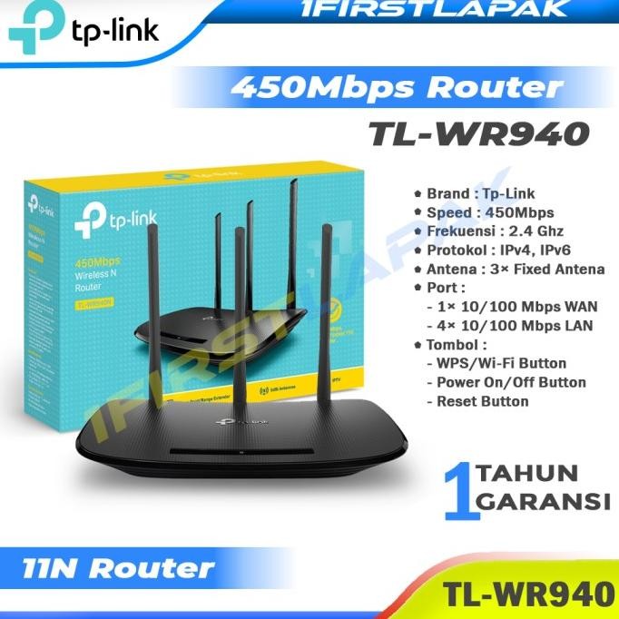 TP-LINK TL-WR940N Wireless N Router Wifi 450Mbps Tp Link 3 antena