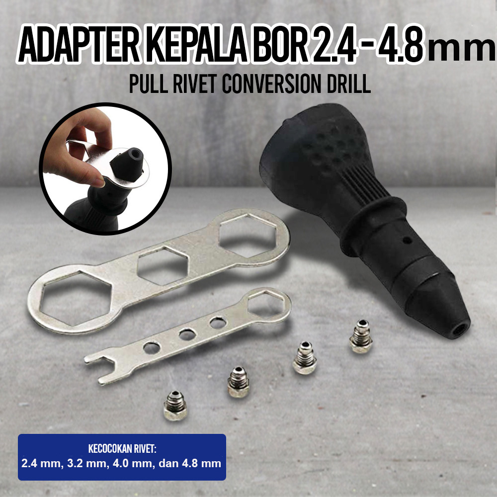 

Xueliee Pull Rivet Conversion Drill Adaptor Kepala Bor 2.4-4.8mm - 2076B