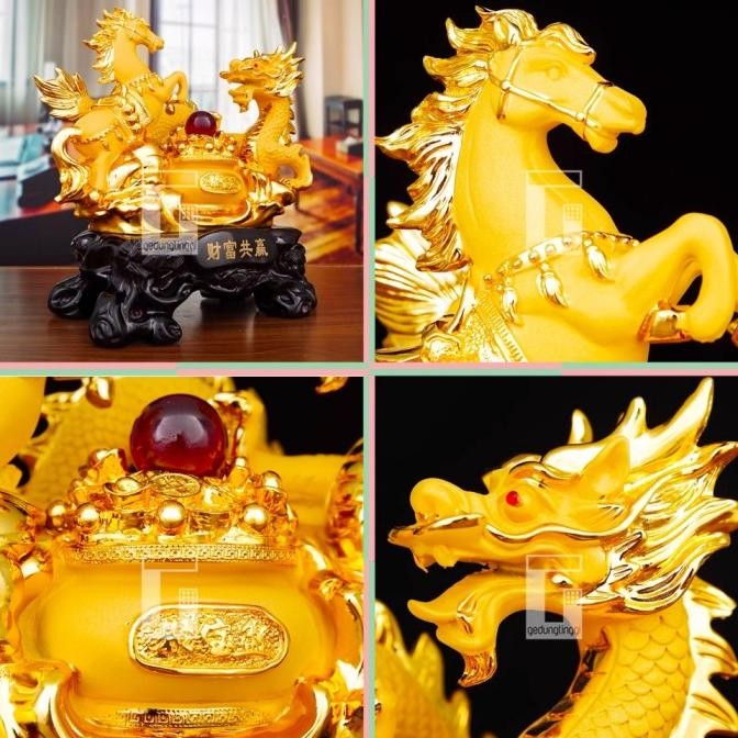 LKJ Patung Pajangan Hiasan Shio Kelinci Naga Kuda Kado Hadiah Imlek Cny