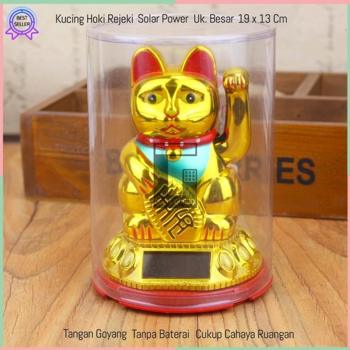 LKJ Patung Kucing Hoki Keberuntungan Rejeki Lucky Cat Maneki Neko Baterai