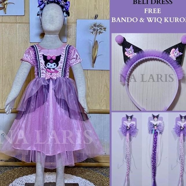 ( Gratis Bando Kuro ) Dress Ultah Kuro Anak Perempuan Usia 3-10 Tahun - Dress Anak Gaun Pesta Motif 