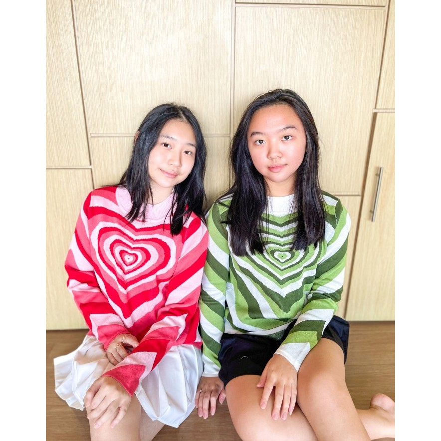 Gercep Sweater Heart Rajut Y2K Baju Korea Atasan Wanita Cardigan Knit Vest