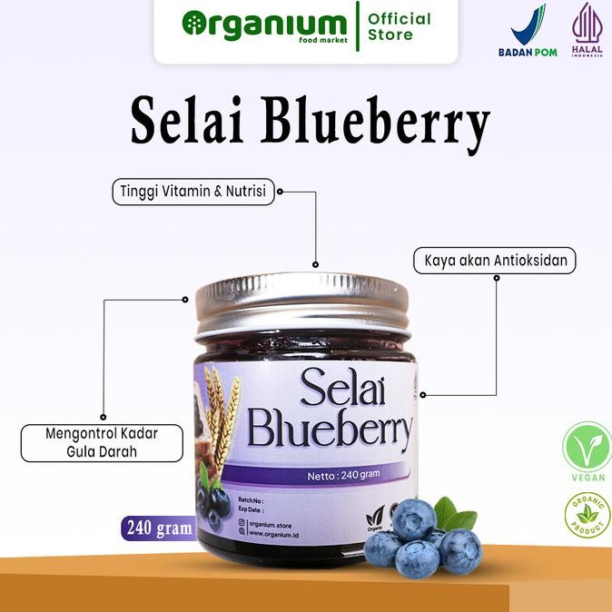 

Blueberry Jam Organium Selai Blueberry, Selai Roti Blueberry - 240G