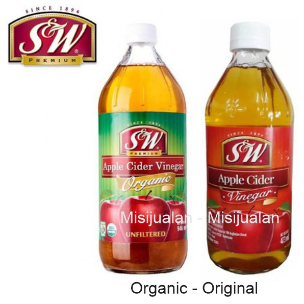 Sw Apple Cider Vinegar Organic Original S&W Cuka Apel Organik 473 Ml