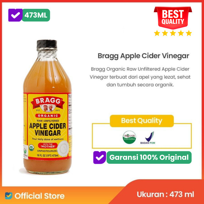 

Bragg Apple Cider Vinegar With Mother Cuka Sari Apel Organik 946Ml