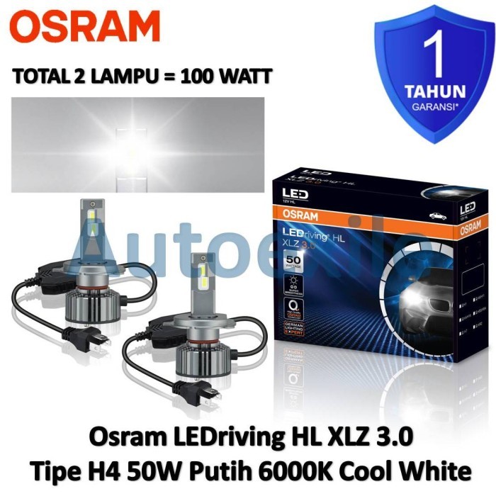Osram LEDriving HL XLZ 3.0 H4 Putih 6000K Cool White LED XLZ3.0 Watt Tinggi Original Garansi Upgrade