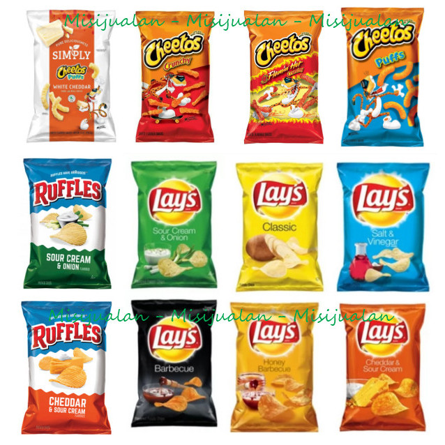 

GRATIS ONGKIR Snack Lays Potato Chips USA BBQ Salt Cheddar Sour Cream 6.5oz