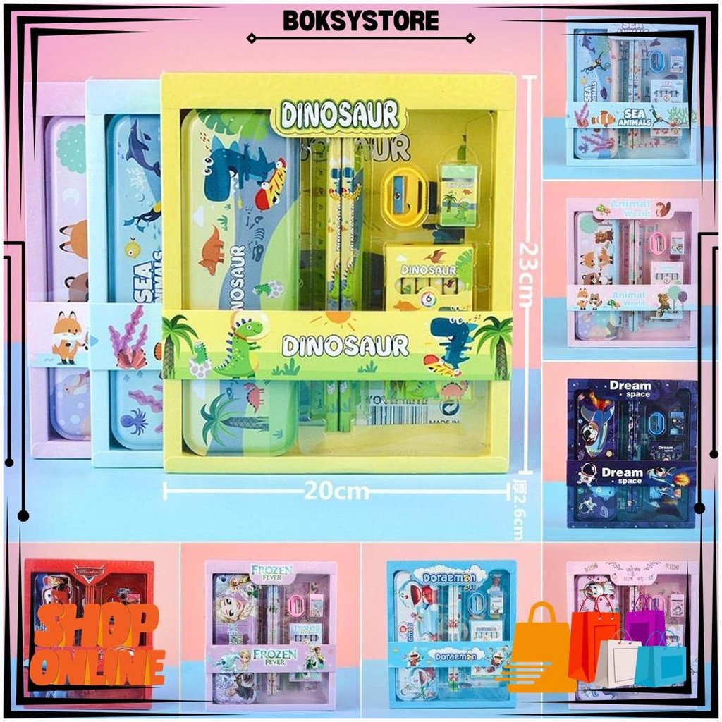 

Alat Tulis Set Paket Komplit 8 In 1 / Stationery Complete Lengkap / Kotak Pensil Anak / Souvenir Hadiah Kado / Sekolah Karakter Kartun Lucu Animal Hewan / Perlengkapan Tulis D Terlaris