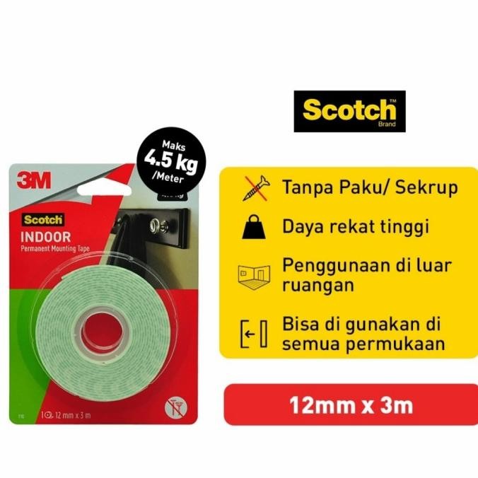 

Sale 3M Scotch Cat110-3A Mounting Double Tape Indoor 12Mm X 3M Maks 4,5Kg