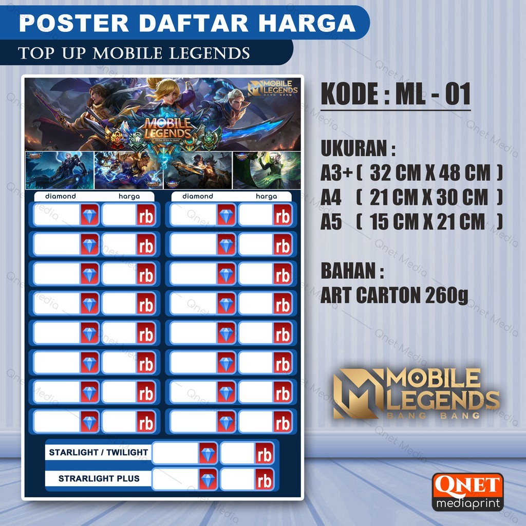 

PROMO POSTER DAFTAR HARGA TOP UP GAME MOBILE LEGENDS
