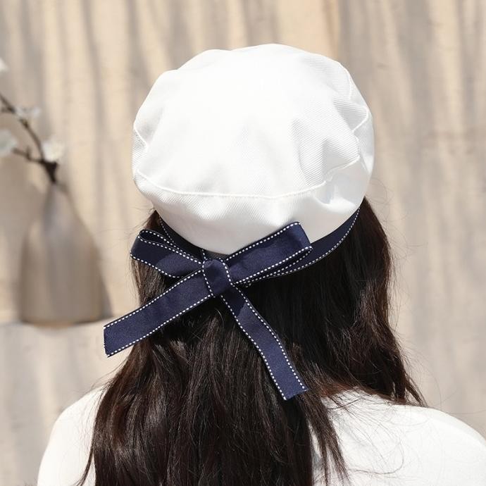 Topi fashion wanita sailor baret pelaut putih TK
