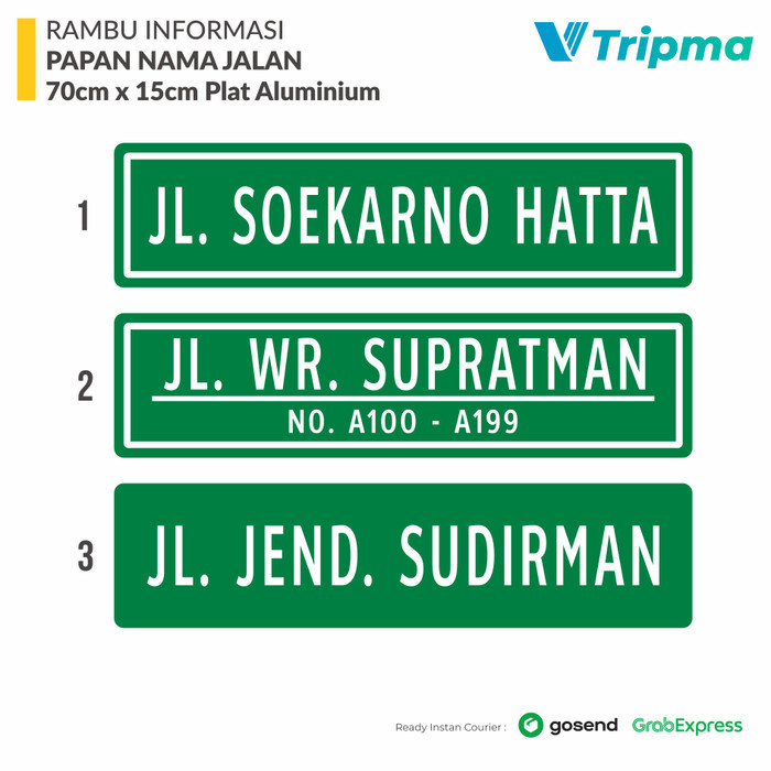 

BEBAS ONGKIR - Rambu Papan Nama Jalan 70cm x 15cm - Plat Alumunium Sticker Reflective
