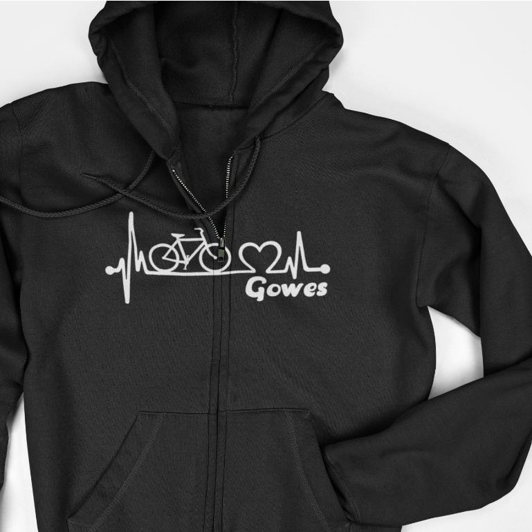 Hoodie Jaket Zipper - Bicycle Heartbeat Lifeline Cycling (gowes)