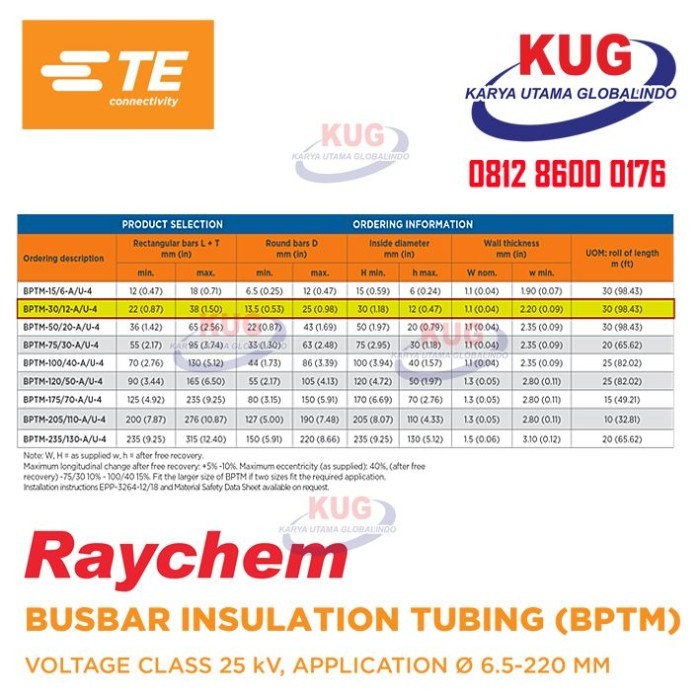 Heat Shrink Raychem Bptm 30/12. Raychem Busbar Insulation Tubing 24 Kv