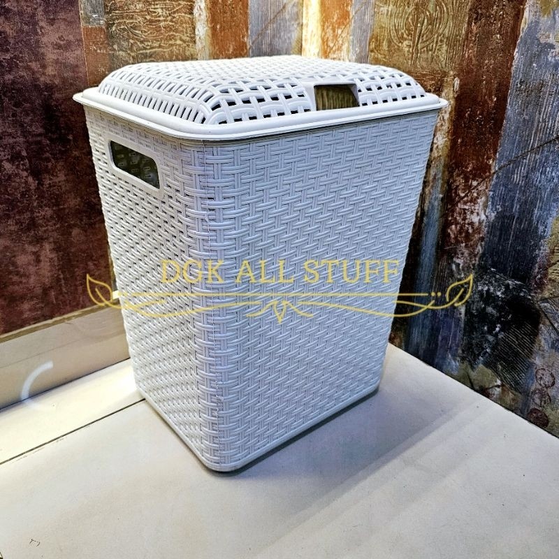 Keranjang Laundry Tempat Cucian Pakaian Baju Anak Bayi Kotor Bertutup Tutup Plastik Murah Motif