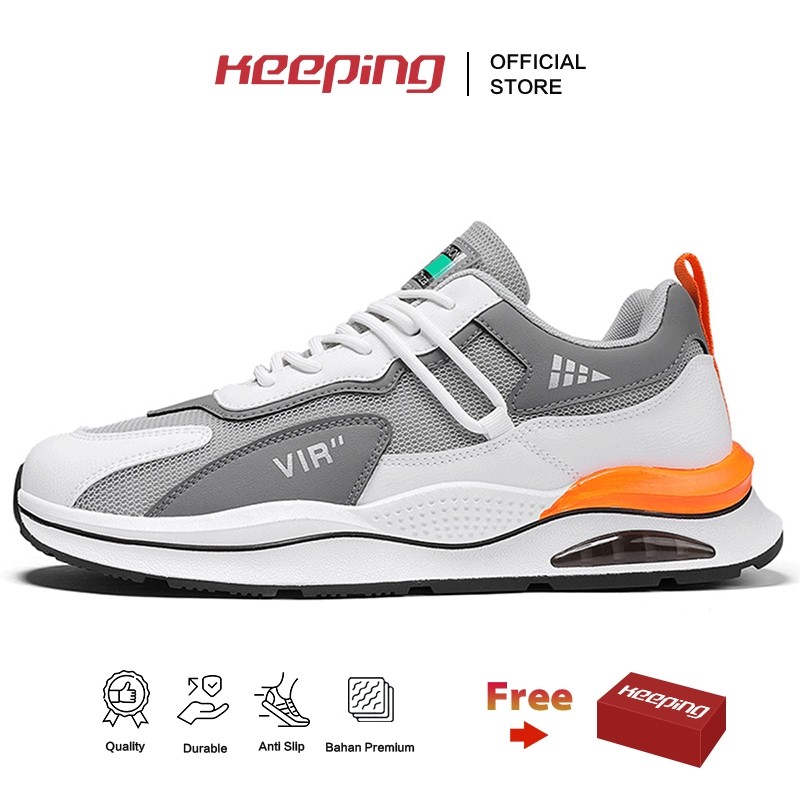 [Produk Terbaru] Keeping Sepatu Sneakers Pria Lari Sepatu Olahraga Pria Putih Sepatu Kets Cowok