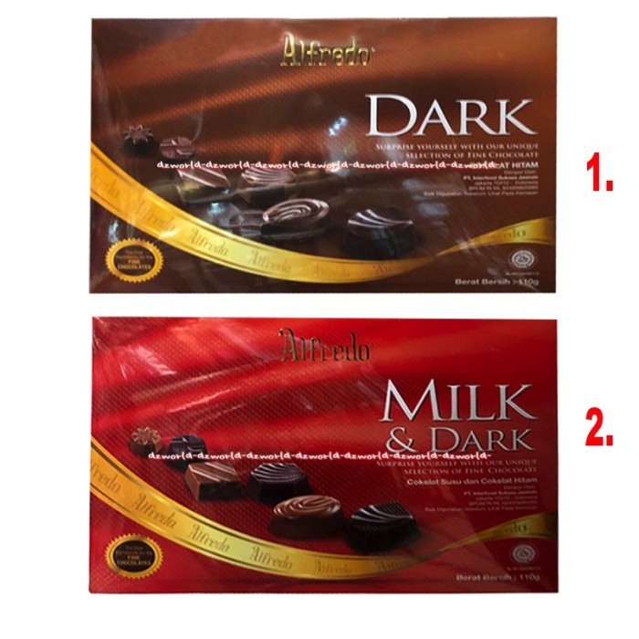 

Alfredo Dark Milk & Dark 110gr Coklat Susu Hitam Chocolate Al Fredo Co