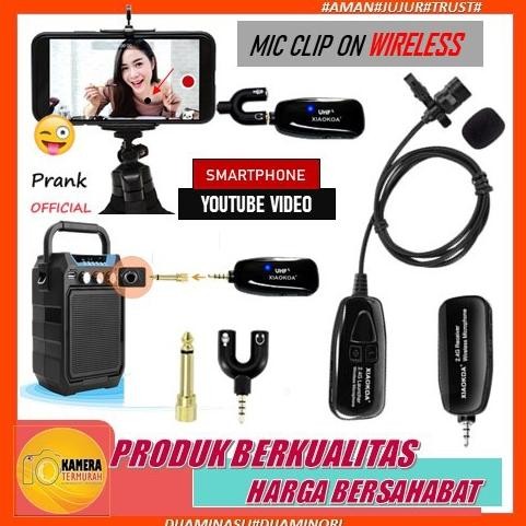 Microphone Mic Clip On Wireless UHF Youtuber PRANK VLOG untuk Smartphone HP /Kamera DSLR Mirroless