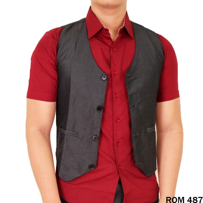 Vest Pria Formal Katun Abu Rom 353