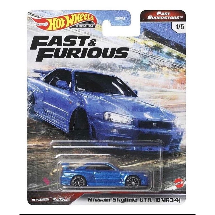 Diecast Hot Wheels NISSAN SKYLINE BNR34 R34 R 34bnr Blue HW FNF Fast and Furious Superstars Hotwheel