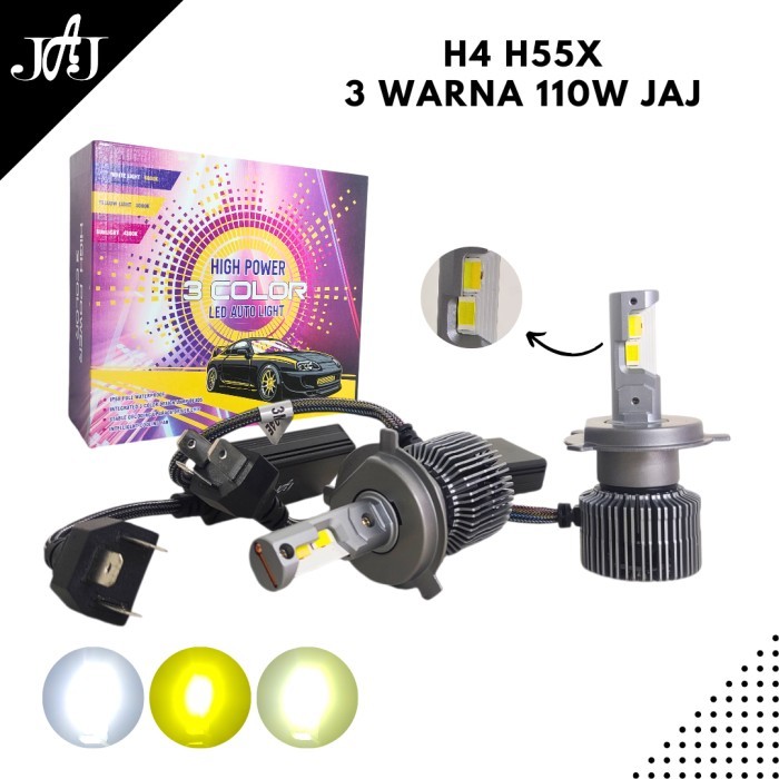 BEBAS ONGKIR - Led H4/H11/HB3/HIR2 H55X 3 Warna 110W