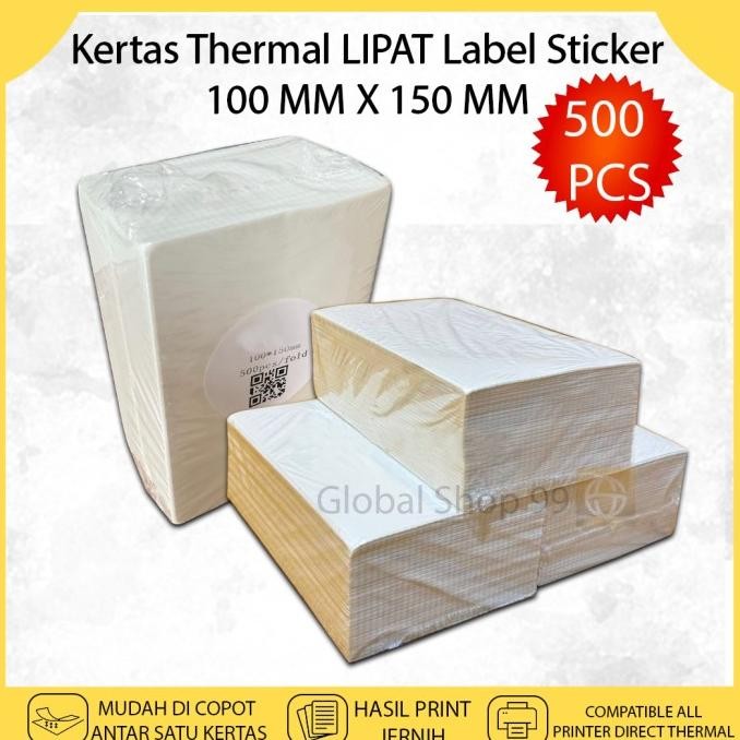 

Sale Kertas Thermal Lipat 100X150 Isi 500 Label Print Resi Alamat Nota Struk Barcode