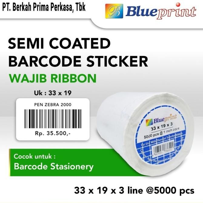 

Sale Sticker Label Barcode 33X19Mm 3 Line Semi Coated Blueprint Isi 5000Pcs