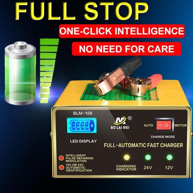 Charger Aki Mobil Motor Automatic Fast Smart Charger 12V/24V 200AH