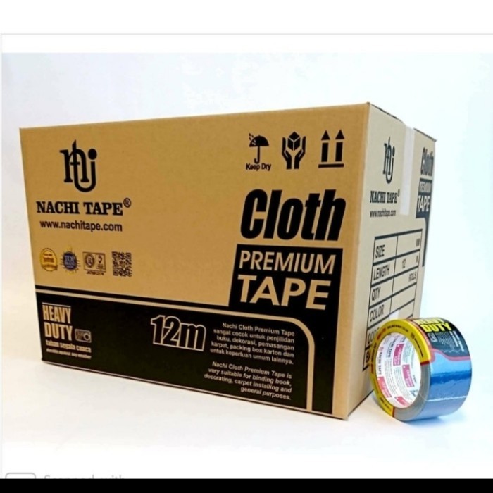 

NEW Nachi Cloth Tape Lakban Kain 46 mm / 2 Icnh x 12 meter warna Hitam/Dus