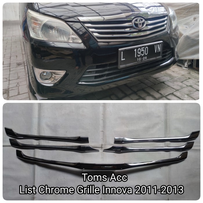 BEBAS ONGKIR - List Chrome Grill Innova 2011 2013 Original Front Grill Ornamen Toyota