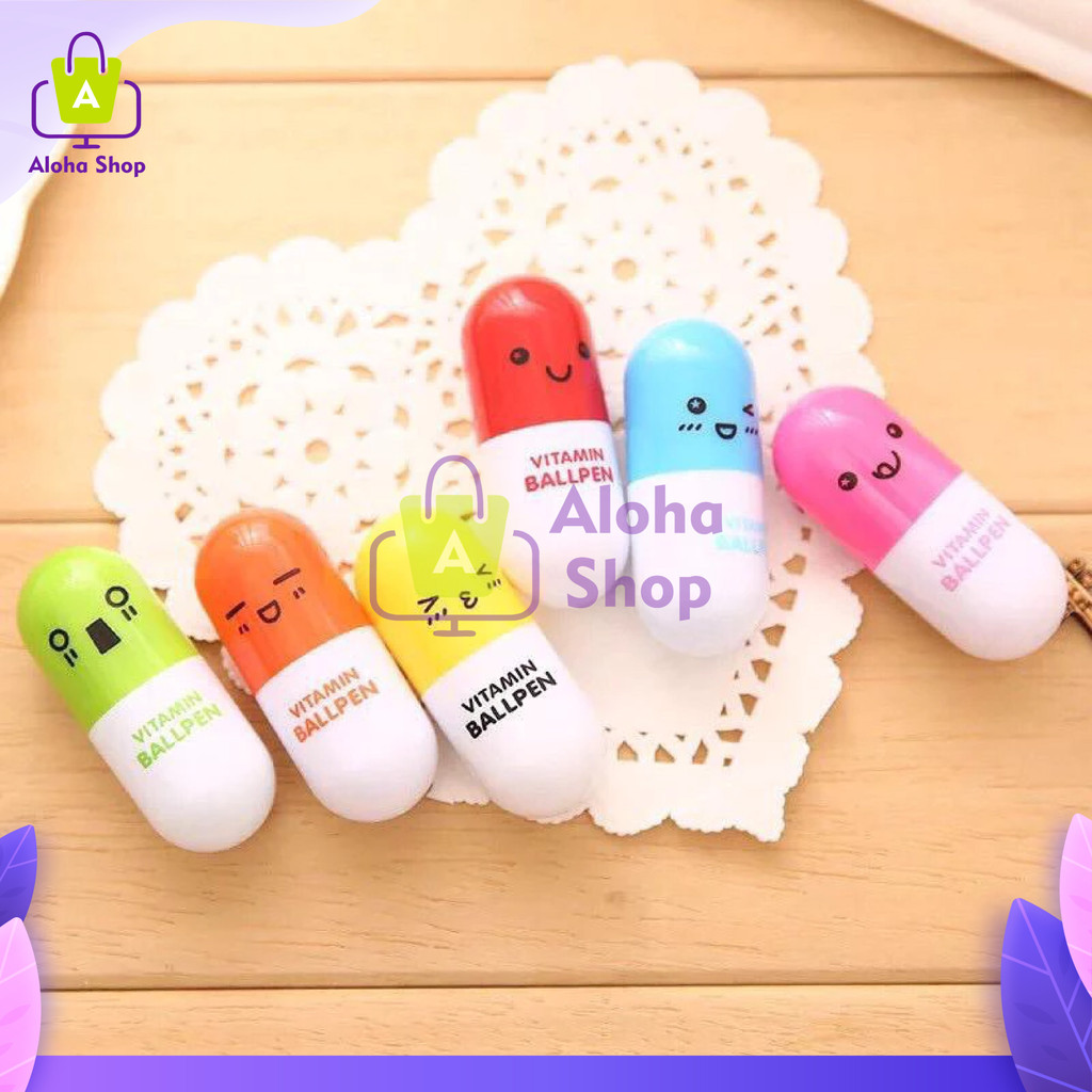 

AS Pulpen Emoticon Vitamin / Pen Unik / Pena Kapsul Stationary Souvenir