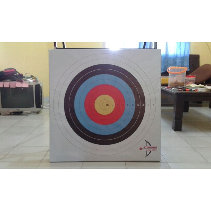 Dijuall Bantalan Target Busur Panahan 80cm dan Papan Stand Besi