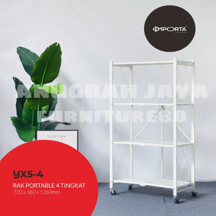 Rak besi lipat serbaguna / rak susun lipat besi portable beroda