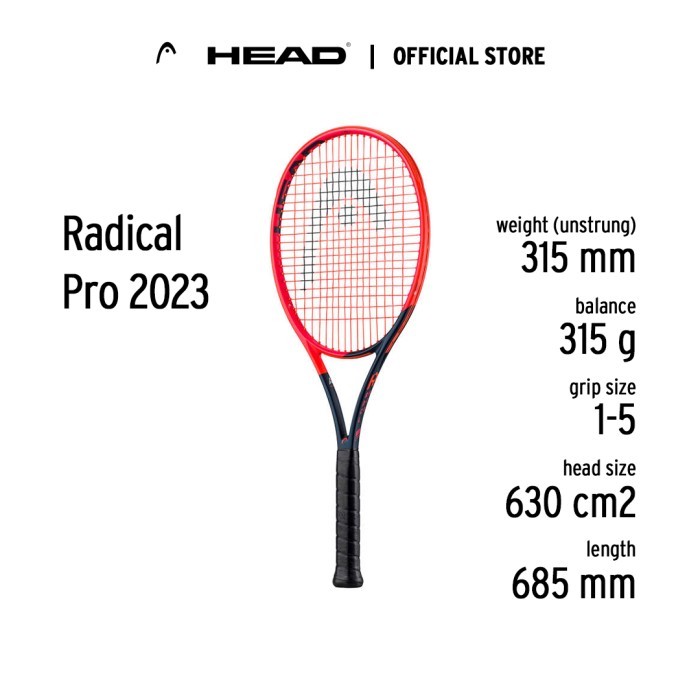 HEAD Racket Radical Pro 2023 - Raket Tennis Tanpa Senar