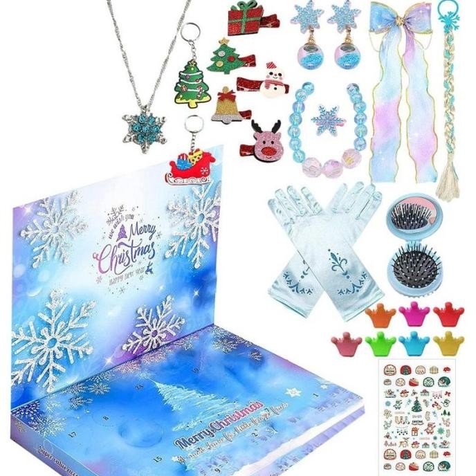 Girls Christmas Advent Calendar Princess Jewelry Set 24 Days Countdown To Christmas Princess Dress U
