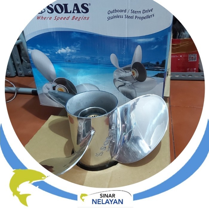 Propeller kipas mesin tempel Yamaha 115pk ukuran 19 in. Stenlis Solas